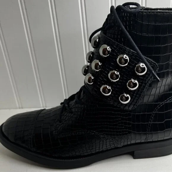 Schutz Womens Marieta Leather Embellished Ankle Boots Size 8.5